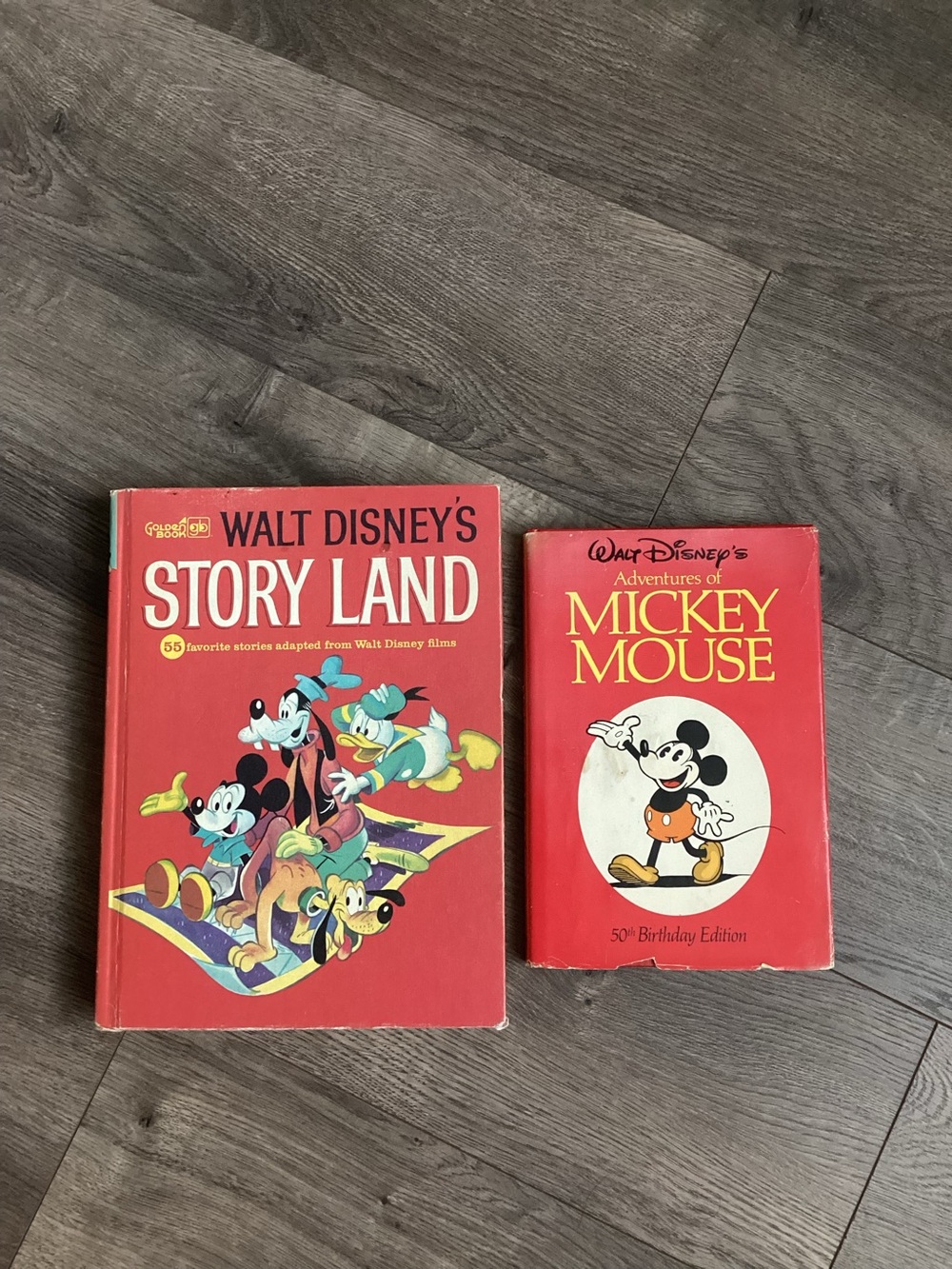 Walt Disney’s Story Land and Adventures of Mickey Mouse Golden Book Lot of 2